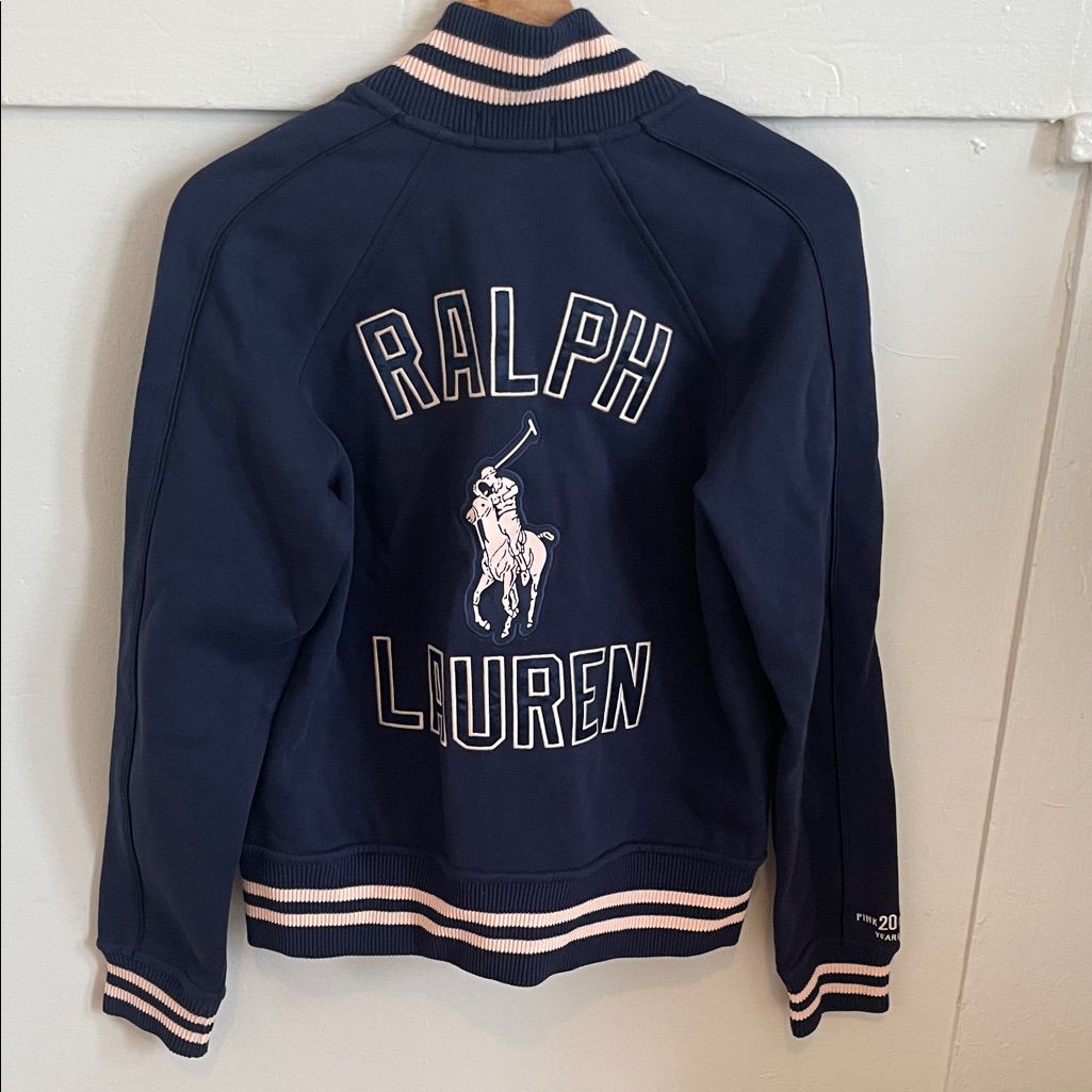 New Ralph Lauren Pink Pony Fleece Baseball Jacket